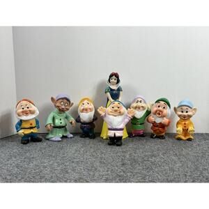 Vintage Snow White‎ & The Seven Dwarfs Set Rubber Squeaky Toys Disney Lot